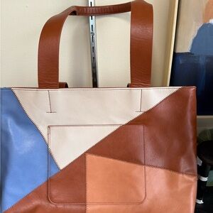 Universal Thread Patchwork Tote - Brown, Blue, Cream